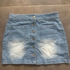 Denim Button-Down Mini Skirt